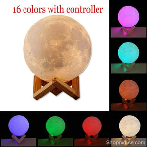 Realistic 3D Print Moon Lamp 16 Colors / Dia 10Cm